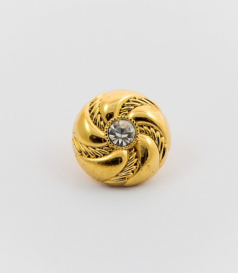 Gold Swirl Diamante Button 32L x10 - Click Image to Close